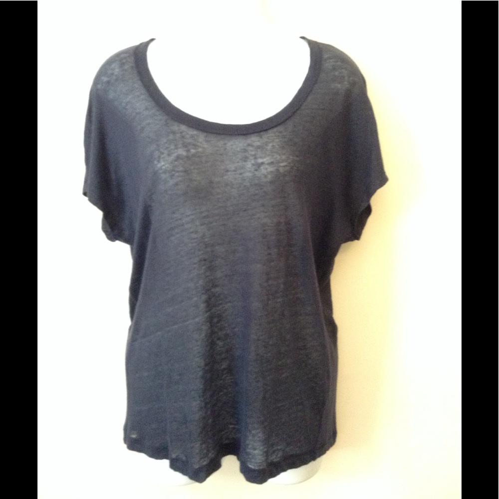 Vince navy blue linen roomy top xs